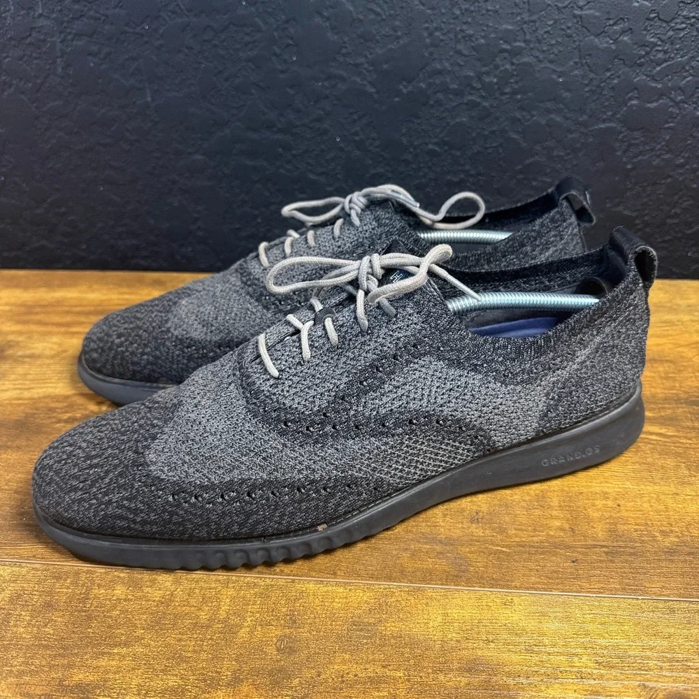Cole Haan Zerogrand Stitchlite C27563 Grey Knit Wingtip Oxford Mens 13 M